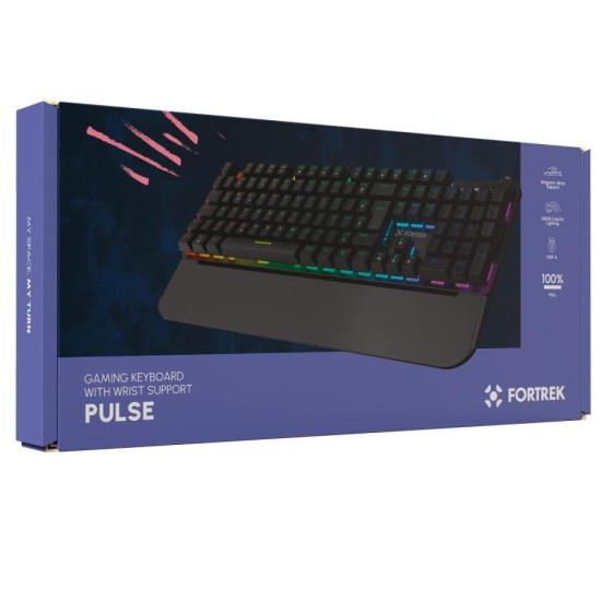 Teclado Gamer Fortrek Pulse Com Apoio de Pulso Magnético ARGB Preto por 0,00 à vista no boleto/pix ou parcele em até 1x sem juros. Compre na loja Fortrek!
