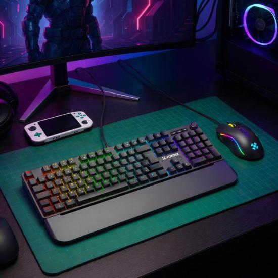 Teclado Gamer Fortrek Pulse Com Apoio de Pulso Magnético ARGB Preto por 0,00 à vista no boleto/pix ou parcele em até 1x sem juros. Compre na loja Fortrek!