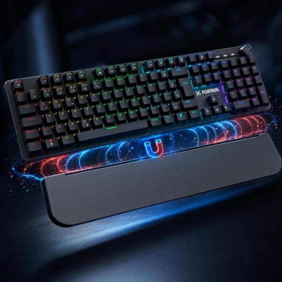 Teclado Gamer Fortrek Pulse Com Apoio de Pulso Magnético ARGB Preto por 0,00 à vista no boleto/pix ou parcele em até 1x sem juros. Compre na loja Fortrek!
