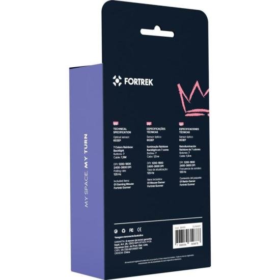 Mouse Gamer Fortrek Gunner Rainbow 3600 DPI Preto por 0,00 à vista no boleto/pix ou parcele em até 1x sem juros. Compre na loja Fortrek!