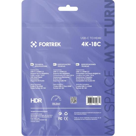 CABO USB-C P/HDMI FORTREK 4K-18C por 0,00 à vista no boleto/pix ou parcele em até 1x sem juros. Compre na loja Mundomax!