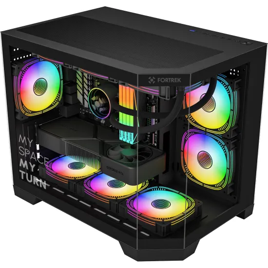 Gabinete Gamer Fortrek Prysm Angular OTX Aquário Preto (88457)