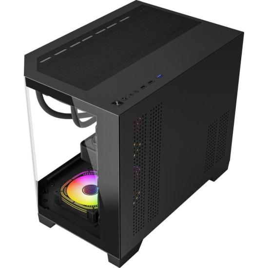Gabinete Gamer Fortrek Prysm Angular OTX Aquário Preto por 0,00 à vista no boleto/pix ou parcele em até 1x sem juros. Compre na loja Fortrek!