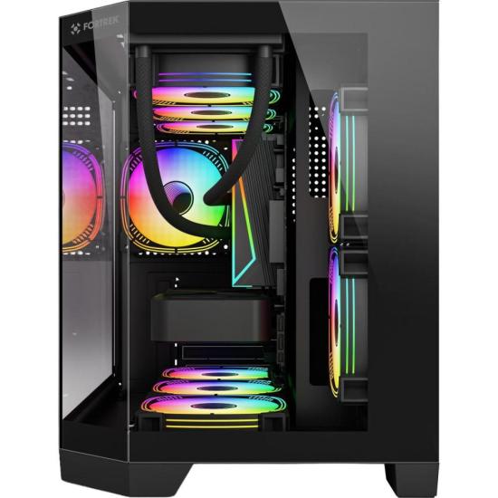 Gabinete Gamer Fortrek Prysm Angular OTX Aquário Preto por 0,00 à vista no boleto/pix ou parcele em até 1x sem juros. Compre na loja Fortrek!