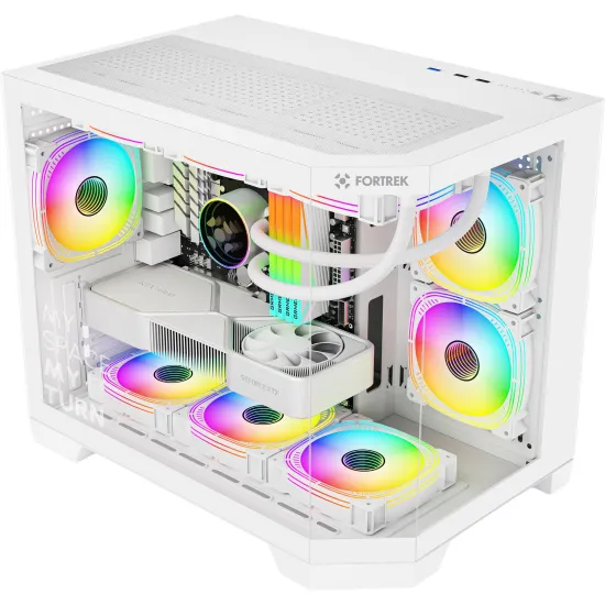 Gabinete Gamer Fortrek Prysm Angular OTX Aquário Branco (88458)
