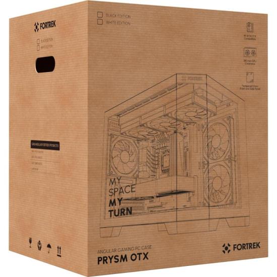 Gabinete Gamer Fortrek Prysm Angular OTX Aquário Branco por 0,00 à vista no boleto/pix ou parcele em até 1x sem juros. Compre na loja Fortrek!