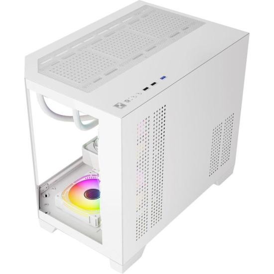 Gabinete Gamer Fortrek Prysm Angular OTX Aquário Branco por 0,00 à vista no boleto/pix ou parcele em até 1x sem juros. Compre na loja Fortrek!