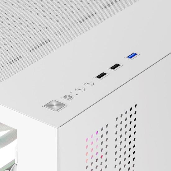 Gabinete Gamer Fortrek Prysm Angular OTX Aquário Branco por 0,00 à vista no boleto/pix ou parcele em até 1x sem juros. Compre na loja Fortrek!