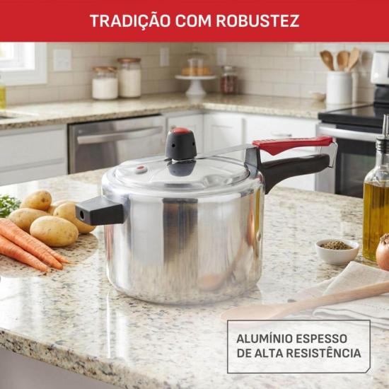Panela de Pressão Clock Basic Fechamento Interno Polida 4L por 0,00 à vista no boleto/pix ou parcele em até 1x sem juros. Compre na loja Mundomax!