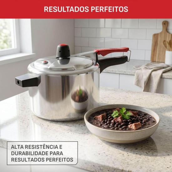 Panela de Pressão Clock Basic Fechamento Interno Polida 4L por 0,00 à vista no boleto/pix ou parcele em até 1x sem juros. Compre na loja Mundomax!