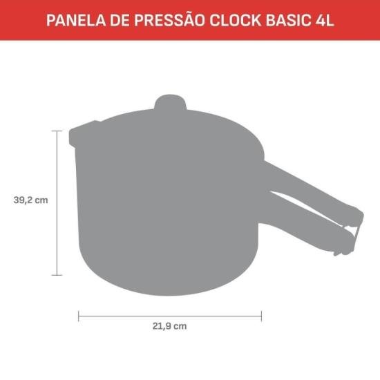 Panela de Pressão Clock Basic Fechamento Interno Polida 4L por 0,00 à vista no boleto/pix ou parcele em até 1x sem juros. Compre na loja Mundomax!