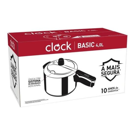 Panela de Pressão Clock Basic Fechamento Interno Polida 4L por 0,00 à vista no boleto/pix ou parcele em até 1x sem juros. Compre na loja Mundomax!