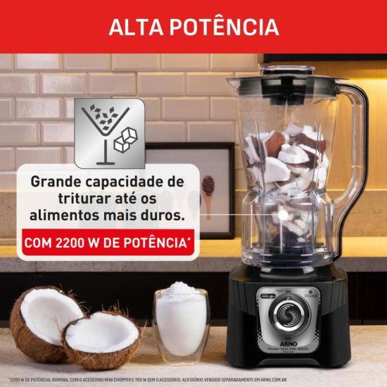Liquidificador Arno Power Max XXL 2200W Preto LN88 220V por 0,00 à vista no boleto/pix ou parcele em até 1x sem juros. Compre na loja Mundomax!