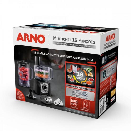 Multiprocessador Arno 1000W 16 Funções Preto MP63 127V por 0,00 à vista no boleto/pix ou parcele em até 1x sem juros. Compre na loja Mundomax!
