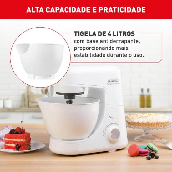 Batedeira Planetária Arno Nova Deluxe 270W Branca SX33 220V por 0,00 à vista no boleto/pix ou parcele em até 1x sem juros. Compre na loja Mundomax!