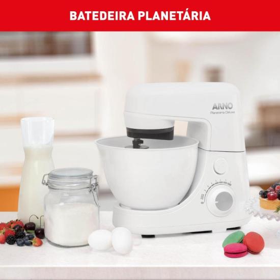 Batedeira Planetária Arno Nova Deluxe 270W Branca SX33 220V por 0,00 à vista no boleto/pix ou parcele em até 1x sem juros. Compre na loja Mundomax!