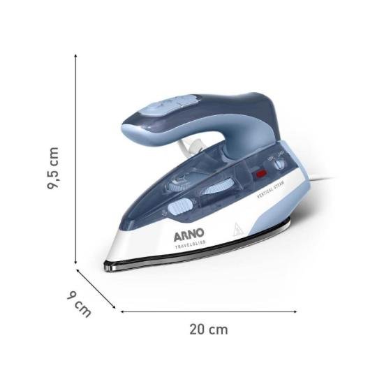 Ferro a Vapor de Viagem Arno Travelgliss Bivolt Azul/Branco por 0,00 à vista no boleto/pix ou parcele em até 1x sem juros. Compre na loja Mundomax!