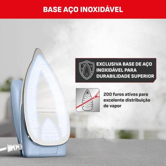 Ferro a Vapor de Viagem Arno Travelgliss Bivolt Azul/Branco por 0,00 à vista no boleto/pix ou parcele em até 1x sem juros. Compre na loja Mundomax!