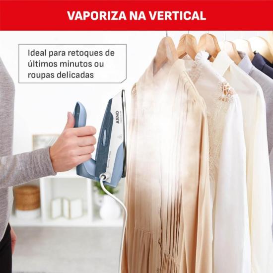 Ferro a Vapor de Viagem Arno Travelgliss Bivolt Azul/Branco por 0,00 à vista no boleto/pix ou parcele em até 1x sem juros. Compre na loja Mundomax!