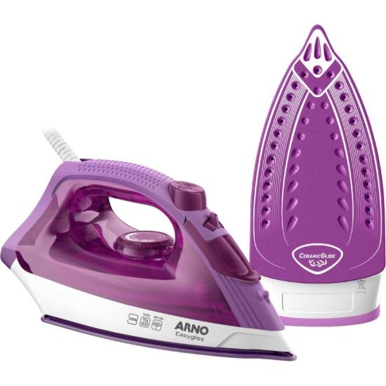 Ferro a Vapor Arno Easygliss com Base Cerâmica Lilás/Branco 127V por 0,00 à vista no boleto/pix ou parcele em até 1x sem juros. Compre na loja Mundomax!