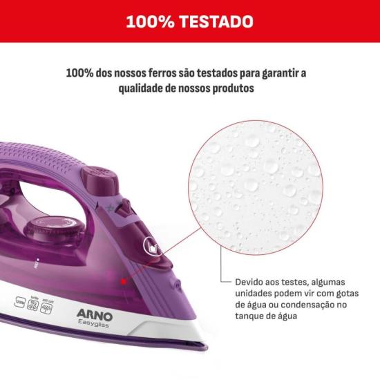 Ferro a Vapor Arno Easygliss com Base Cerâmica Lilás/Branco 127V por 0,00 à vista no boleto/pix ou parcele em até 1x sem juros. Compre na loja Mundomax!