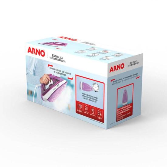 Ferro a Vapor Arno Easygliss com Base Cerâmica Lilás/Branco 127V por 0,00 à vista no boleto/pix ou parcele em até 1x sem juros. Compre na loja Mundomax!