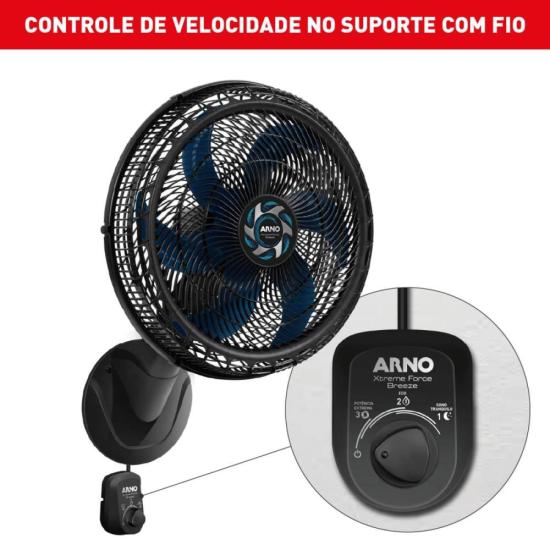 Ventilador de Parede Arno Xtreme Force Breeze 50cm 6 Pás VB51 127V por 0,00 à vista no boleto/pix ou parcele em até 1x sem juros. Compre na loja Mundomax!