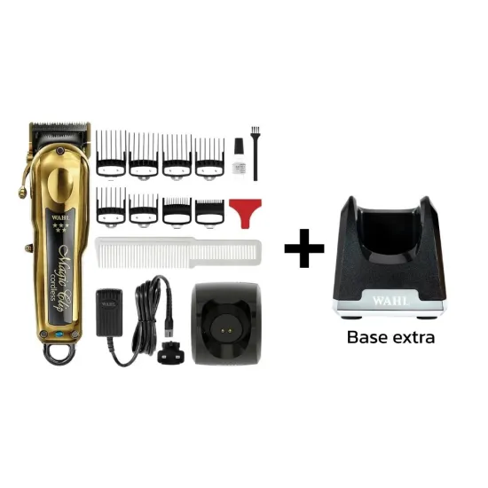 KIT MAQUINA MAGIC CLIP WAHL + BASE por 0,00 à vista no boleto/pix ou parcele em até 1x sem juros. Compre na loja Mundomax!