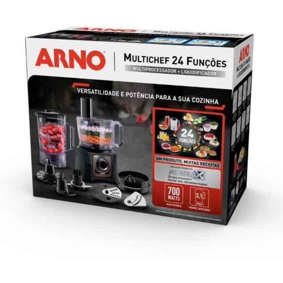 Processador Arno Multichef 24 Funções MP72 700W 127V por 665,00 à vista no boleto/pix ou parcele em até 10x sem juros. Compre na loja Mundomax!