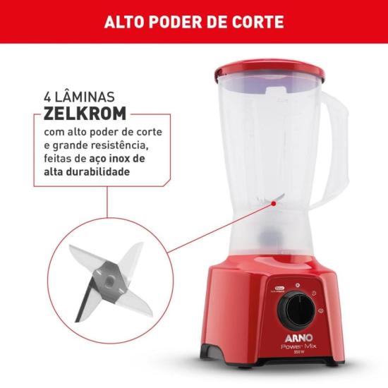 Liquidificador Arno Power Mix LQ11 550W Vermelho 127V por 0,00 à vista no boleto/pix ou parcele em até 1x sem juros. Compre na loja Mundomax!