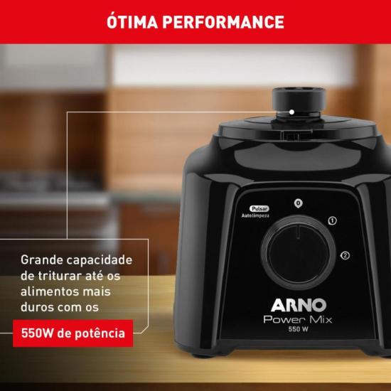 Liquidificador Arno Power Mix LQ10 550W Preto 220V por 169,00 à vista no boleto/pix ou parcele em até 6x sem juros. Compre na loja Mundomax!