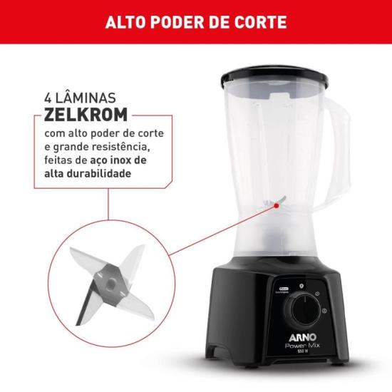 Liquidificador Arno Power Mix LQ10 550W Preto 220V por 169,00 à vista no boleto/pix ou parcele em até 6x sem juros. Compre na loja Mundomax!