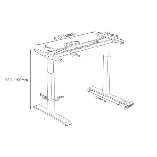 Mesa Elétrica Altura Ajustável Motor Duplo Fortrek Duo Lift 120x70 Preta por 0,00 à vista no boleto/pix ou parcele em até 1x sem juros. Compre na loja Fortrek!