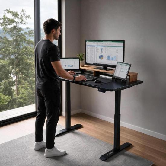 Mesa Elétrica Altura Ajustável Motor Duplo Fortrek Duo Lift 120x70 Preta por 0,00 à vista no boleto/pix ou parcele em até 1x sem juros. Compre na loja Fortrek!