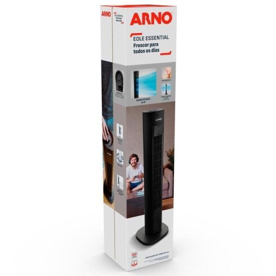 Ventilador de Torre Arno EOLE Essential Preto 127V por 0,00 à vista no boleto/pix ou parcele em até 1x sem juros. Compre na loja Mundomax!
