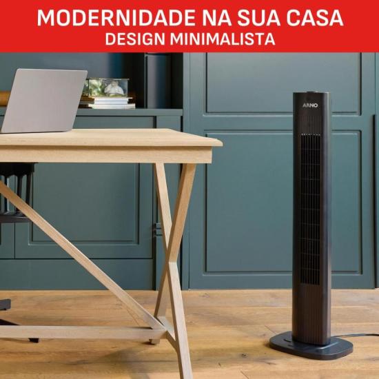 Ventilador de Torre Arno EOLE Essential Preto 127V por 0,00 à vista no boleto/pix ou parcele em até 1x sem juros. Compre na loja Mundomax!