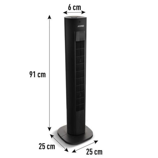 Ventilador de Torre Arno EOLE Essential Preto 220V por 0,00 à vista no boleto/pix ou parcele em até 1x sem juros. Compre na loja Mundomax!