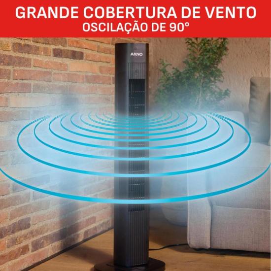 Ventilador de Torre Arno EOLE Essential Preto 220V por 0,00 à vista no boleto/pix ou parcele em até 1x sem juros. Compre na loja Mundomax!