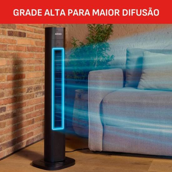 Ventilador de Torre Arno EOLE Essential Preto 220V por 0,00 à vista no boleto/pix ou parcele em até 1x sem juros. Compre na loja Mundomax!