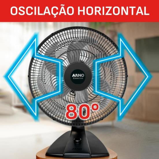 Ventilador de Mesa Arno Essential 6 Pás 40cm 140W Preto/Cinza 127V por 0,00 à vista no boleto/pix ou parcele em até 1x sem juros. Compre na loja Mundomax!