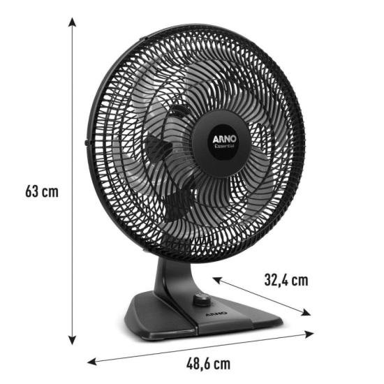 Ventilador de Mesa Arno Essential 6 Pás 40cm 140W Preto/Cinza 220V por 0,00 à vista no boleto/pix ou parcele em até 1x sem juros. Compre na loja Mundomax!
