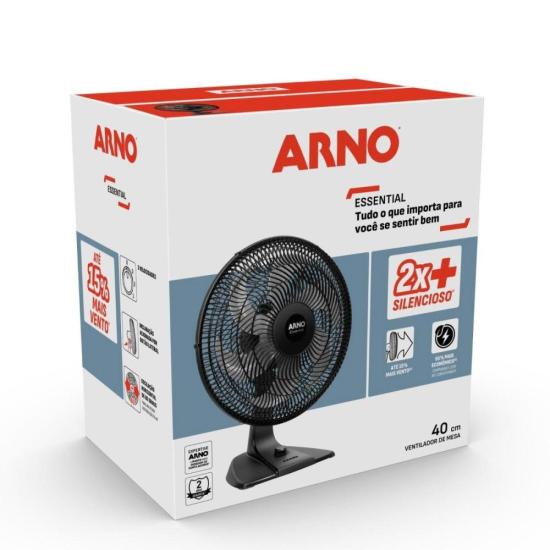 Ventilador de Mesa Arno Essential 6 Pás 40cm 140W Preto/Cinza 220V por 0,00 à vista no boleto/pix ou parcele em até 1x sem juros. Compre na loja Mundomax!