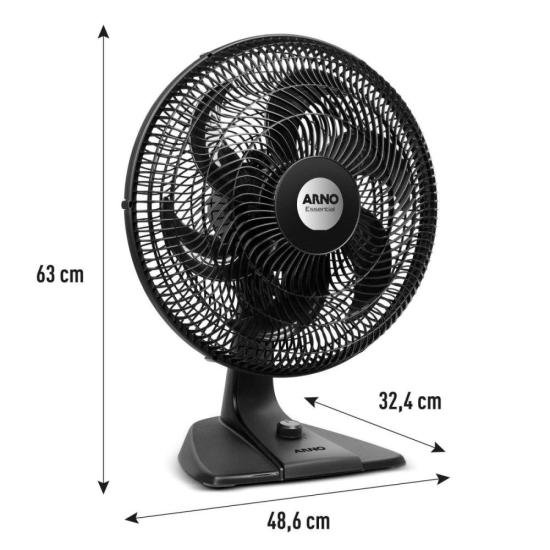 Ventilador de Mesa Arno Essential 6 Pás 40cm 140W Preto 127V por 0,00 à vista no boleto/pix ou parcele em até 1x sem juros. Compre na loja Mundomax!