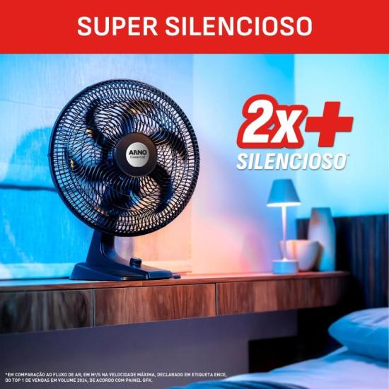 Ventilador de Mesa Arno Essential 6 Pás 40cm 140W Preto 127V por 0,00 à vista no boleto/pix ou parcele em até 1x sem juros. Compre na loja Mundomax!