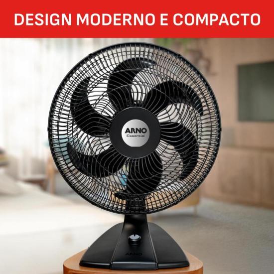 Ventilador de Mesa Arno Essential 6 Pás 40cm 140W Preto 220V por 0,00 à vista no boleto/pix ou parcele em até 1x sem juros. Compre na loja Mundomax!