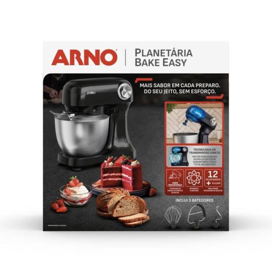 Batedeira Planetária Arno Bake Easy KM10 500W Preto Azulado 127V por 659,00 à vista no boleto/pix ou parcele em até 10x sem juros. Compre na loja Mundomax!