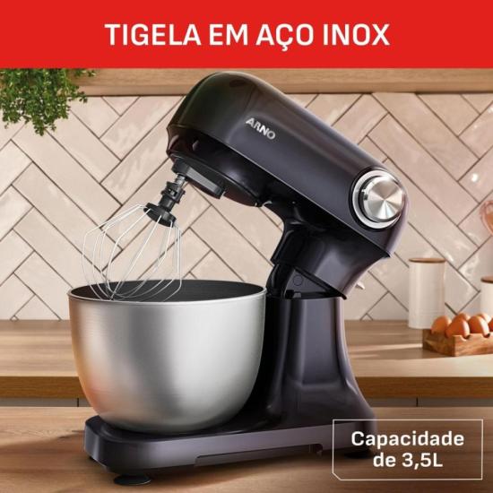 Batedeira Planetária Arno Bake Easy KM10 500W Preto Azulado 220V por 669,00 à vista no boleto/pix ou parcele em até 10x sem juros. Compre na loja Mundomax!