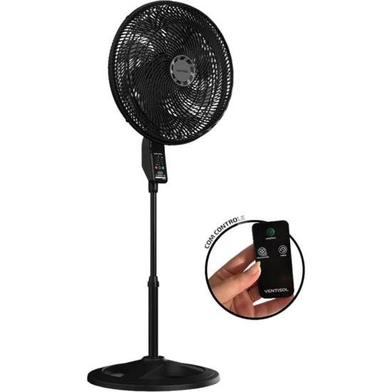 Ventilador de Coluna Ventisol Turbo10P Com Controle 40Cm Preto/Cinza por 0,00 à vista no boleto/pix ou parcele em até 1x sem juros. Compre na loja Mundomax!