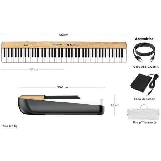 PIANO DIGITAL MIZUTANI MLOCK WC por 1.599,00 à vista no boleto/pix ou parcele em até 12x sem juros. Compre na loja Mundomax!